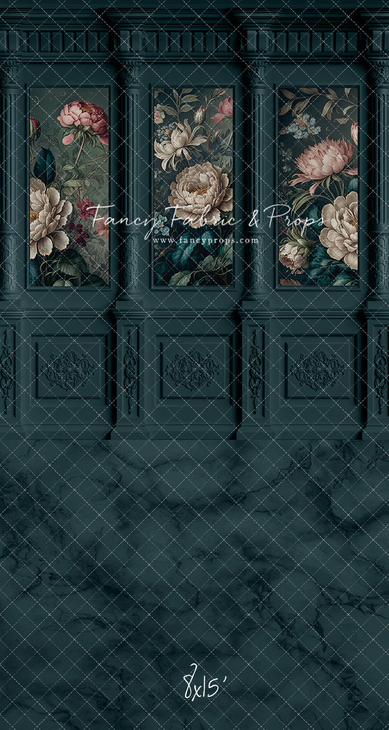 Moody Teal Wainscoting Wall - With Sweep Option