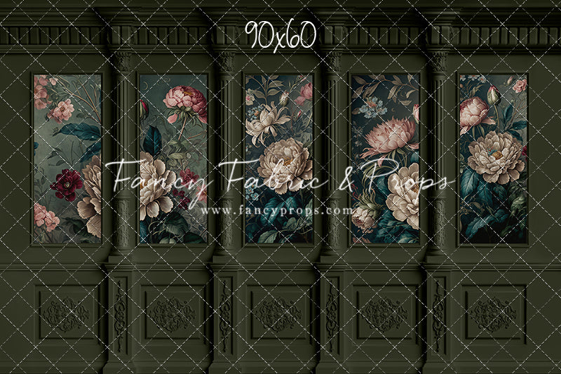 Moody Olive Wainscoting Wall - With Sweep Option