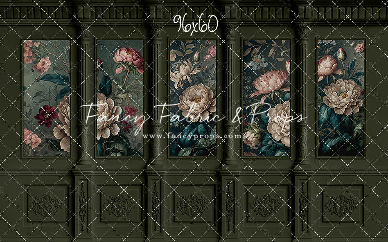 Moody Olive Wainscoting Wall - With Sweep Option