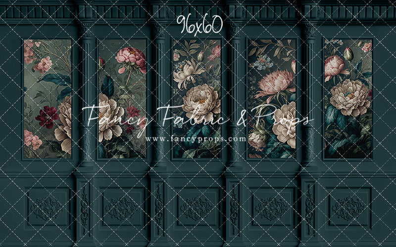 Moody Teal Wainscoting Wall - With Sweep Option