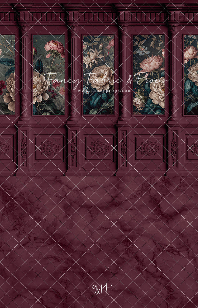 Moody Magenta Wainscoting Wall - With Sweep Option