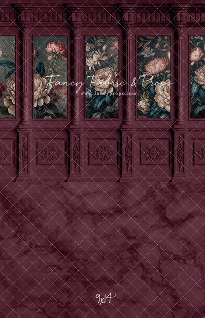 Moody Magenta Wainscoting Wall - With Sweep Option