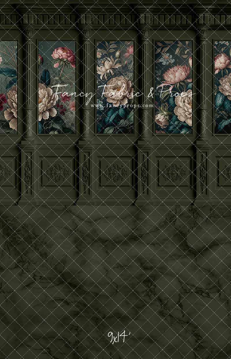 Moody Olive Wainscoting Wall - With Sweep Option