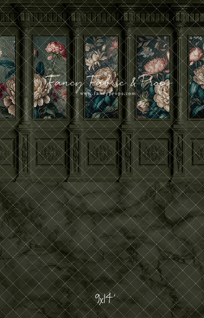 Moody Olive Wainscoting Wall - With Sweep Option