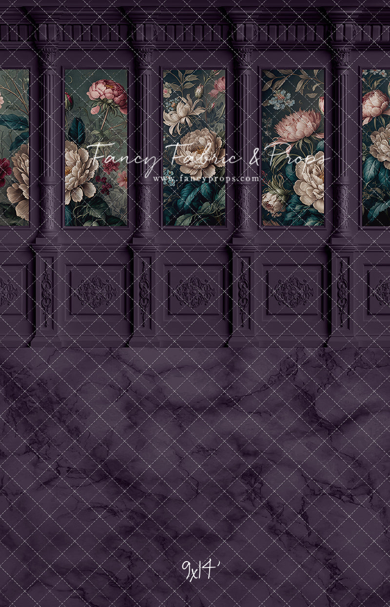 Moody Plum Wainscoting Wall - With Sweep Option