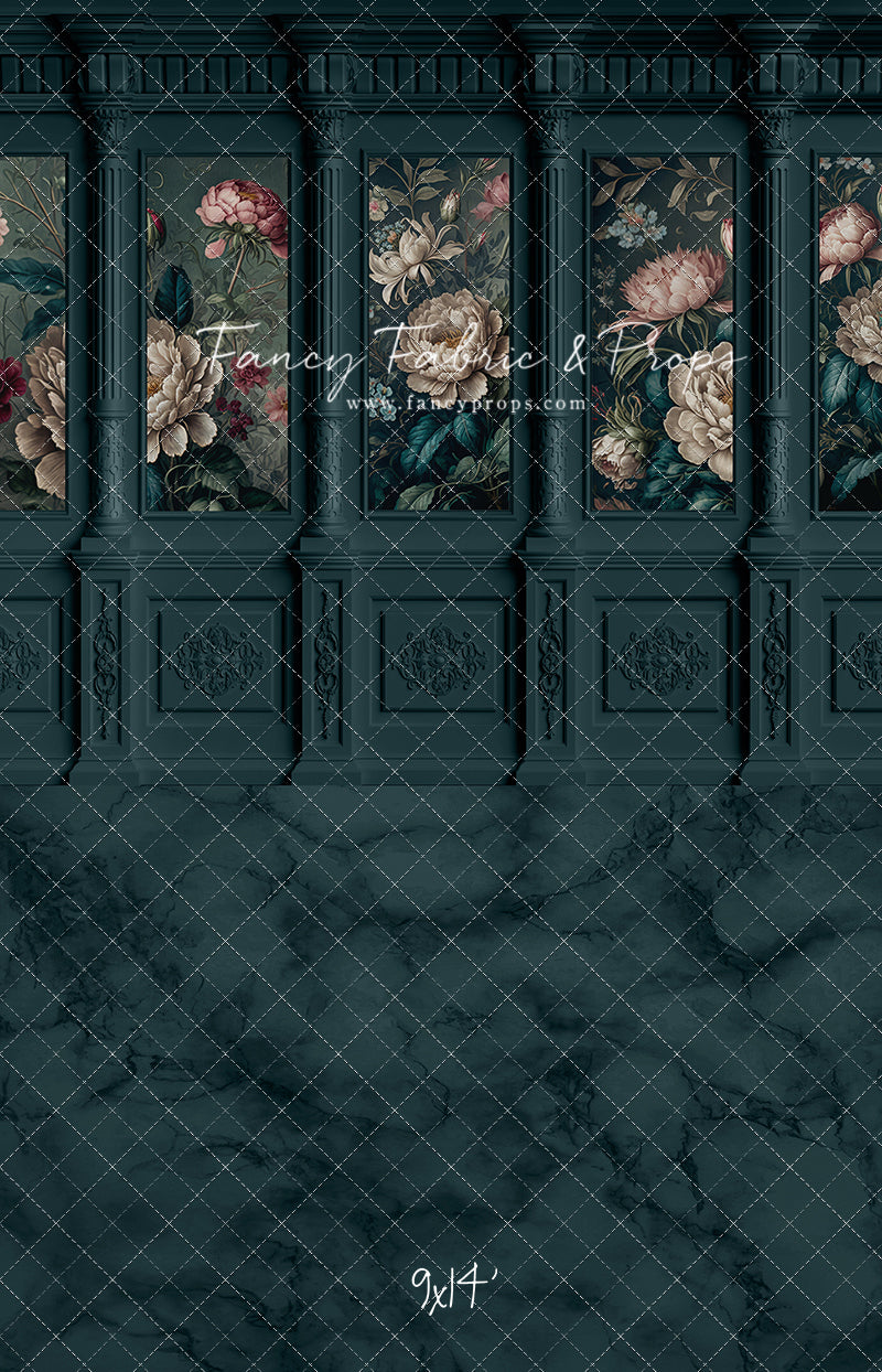 Moody Teal Wainscoting Wall - With Sweep Option