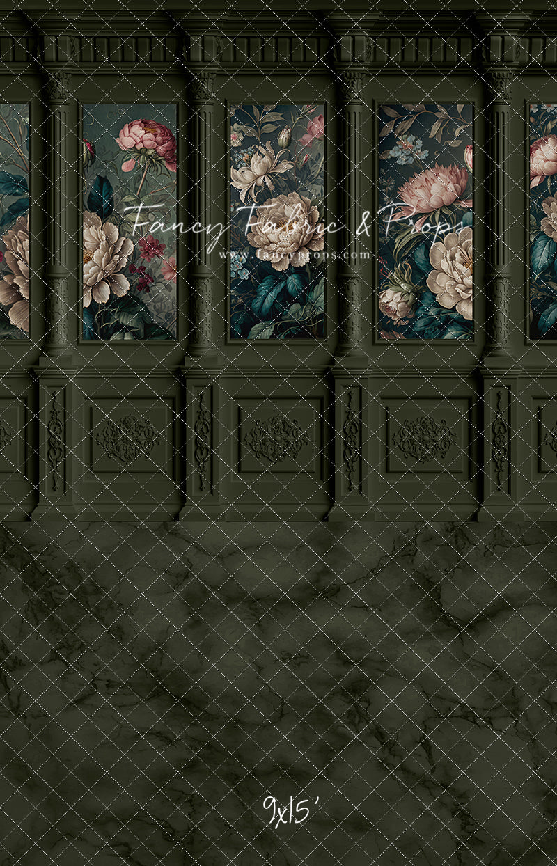 Moody Olive Wainscoting Wall - With Sweep Option