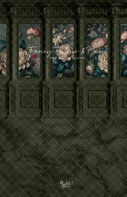 Moody Olive Wainscoting Wall - With Sweep Option