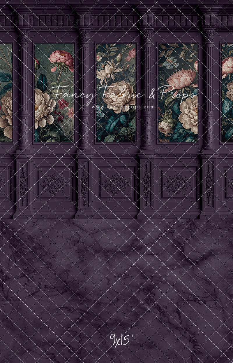 Moody Plum Wainscoting Wall - With Sweep Option