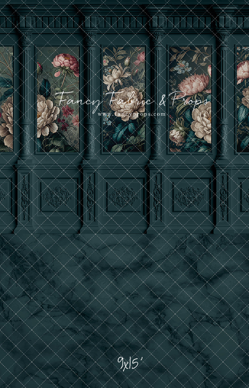 Moody Teal Wainscoting Wall - With Sweep Option