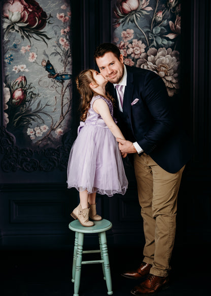 Black Floral Victorian Wall - With Sweep Option