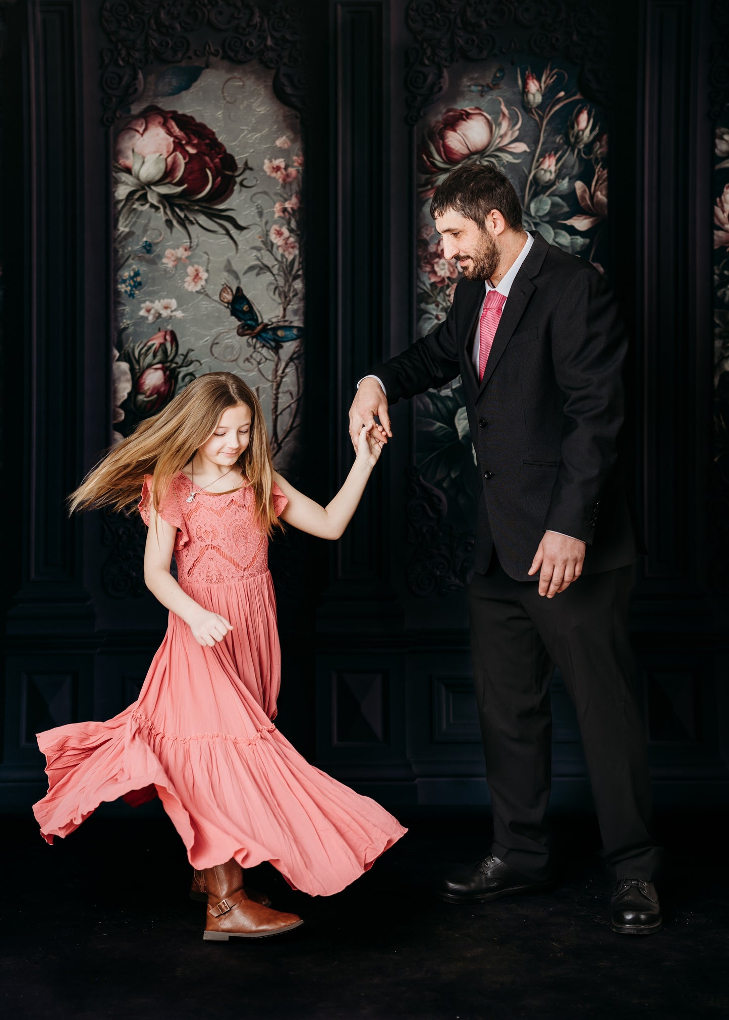 Black Floral Victorian Wall - With Sweep Option