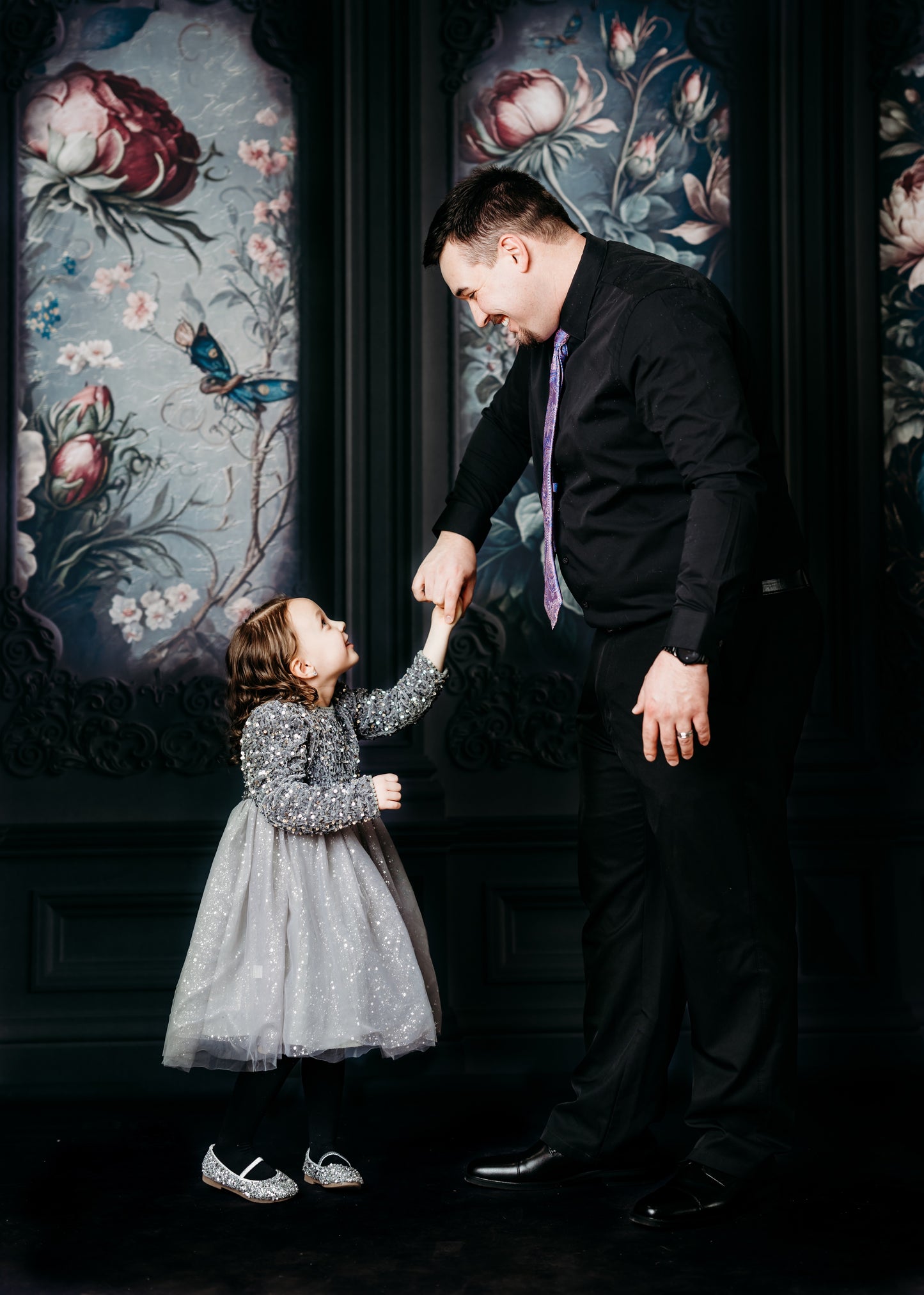 Black Floral Victorian Wall - With Sweep Option