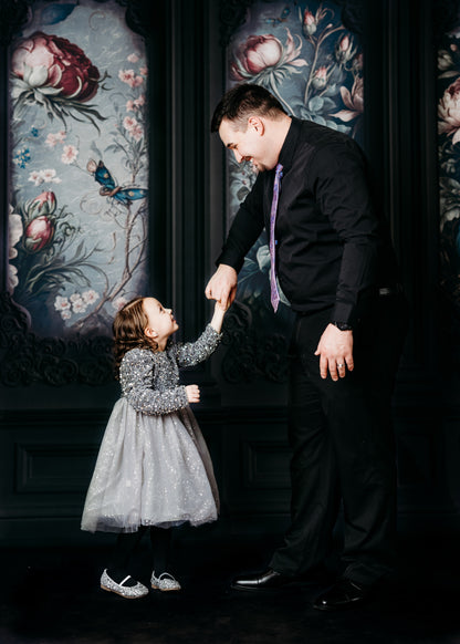 Black Floral Victorian Wall - With Sweep Option