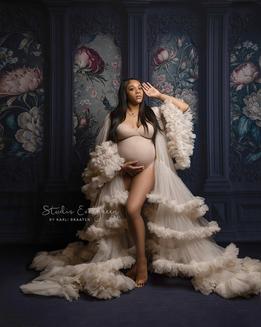 Black Floral Victorian Wall - With Sweep Option