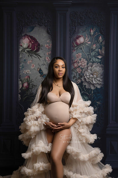 Black Floral Victorian Wall - With Sweep Option