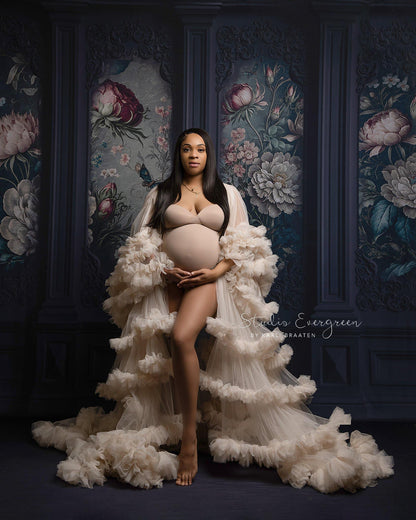 Black Floral Victorian Wall - With Sweep Option