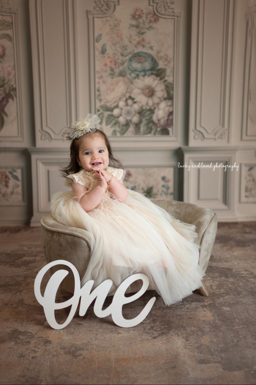 Ivory Floral Victorian Wall - With Sweep Option