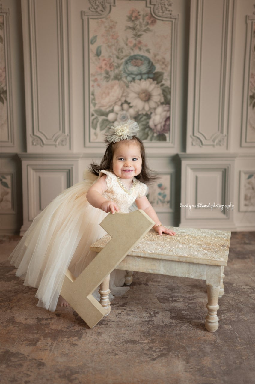 Ivory Floral Victorian Wall - With Sweep Option