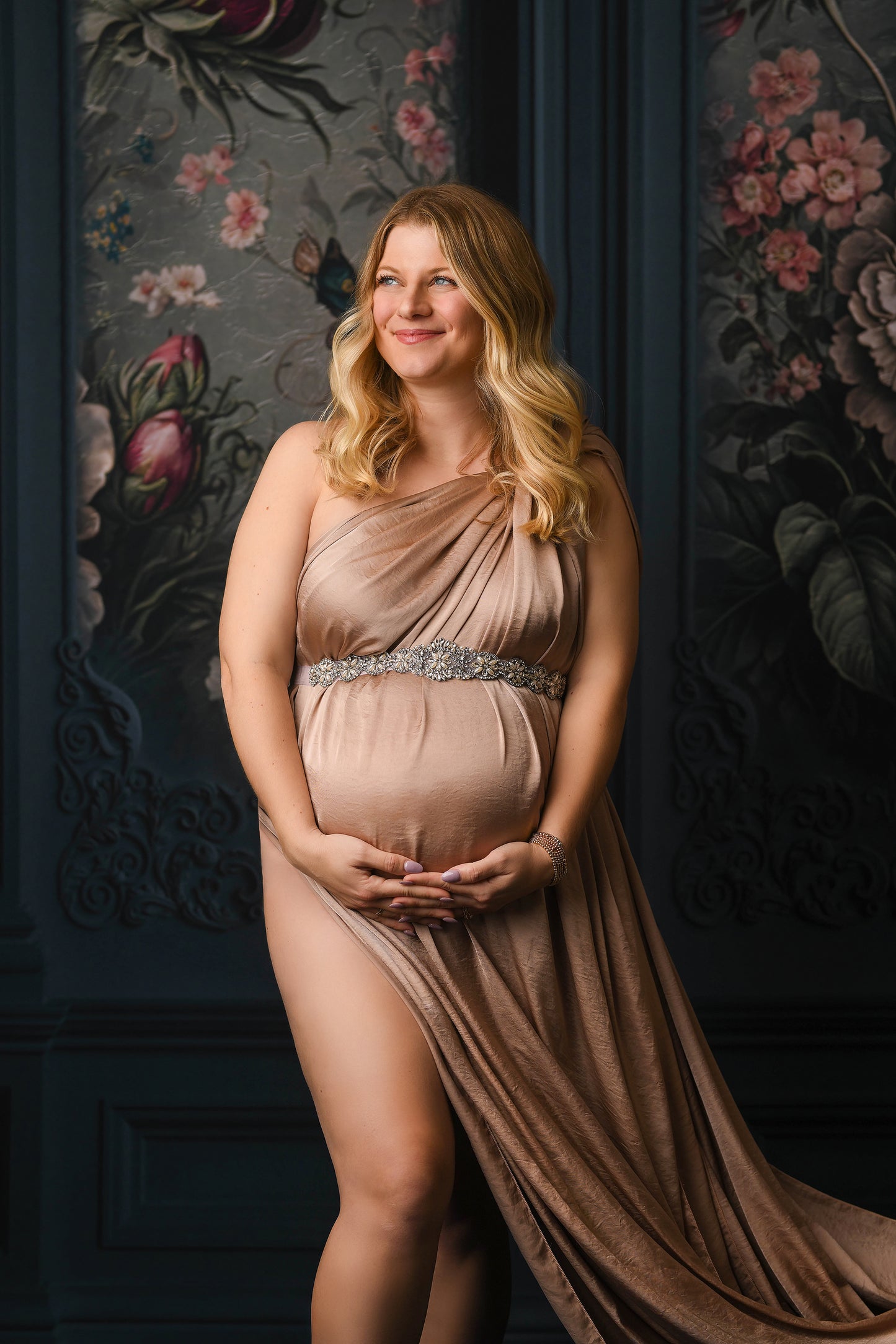 Teal Floral Victorian Wall - With Sweep Option