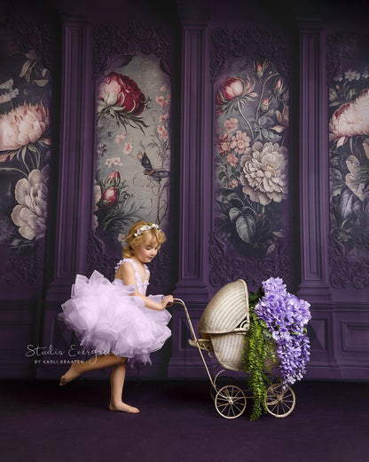 Plum Floral Victorian Wall - With Sweep Option