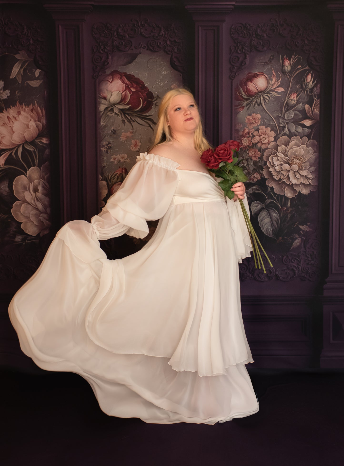 Plum Floral Victorian Wall - With Sweep Option