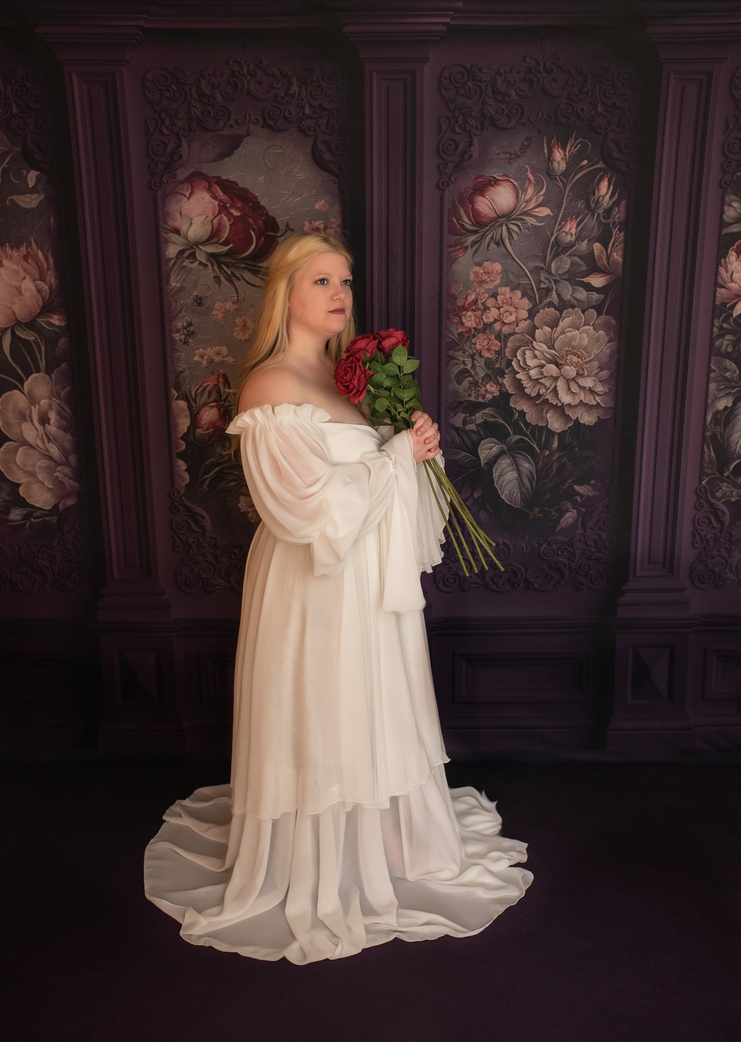 Plum Floral Victorian Wall - With Sweep Option