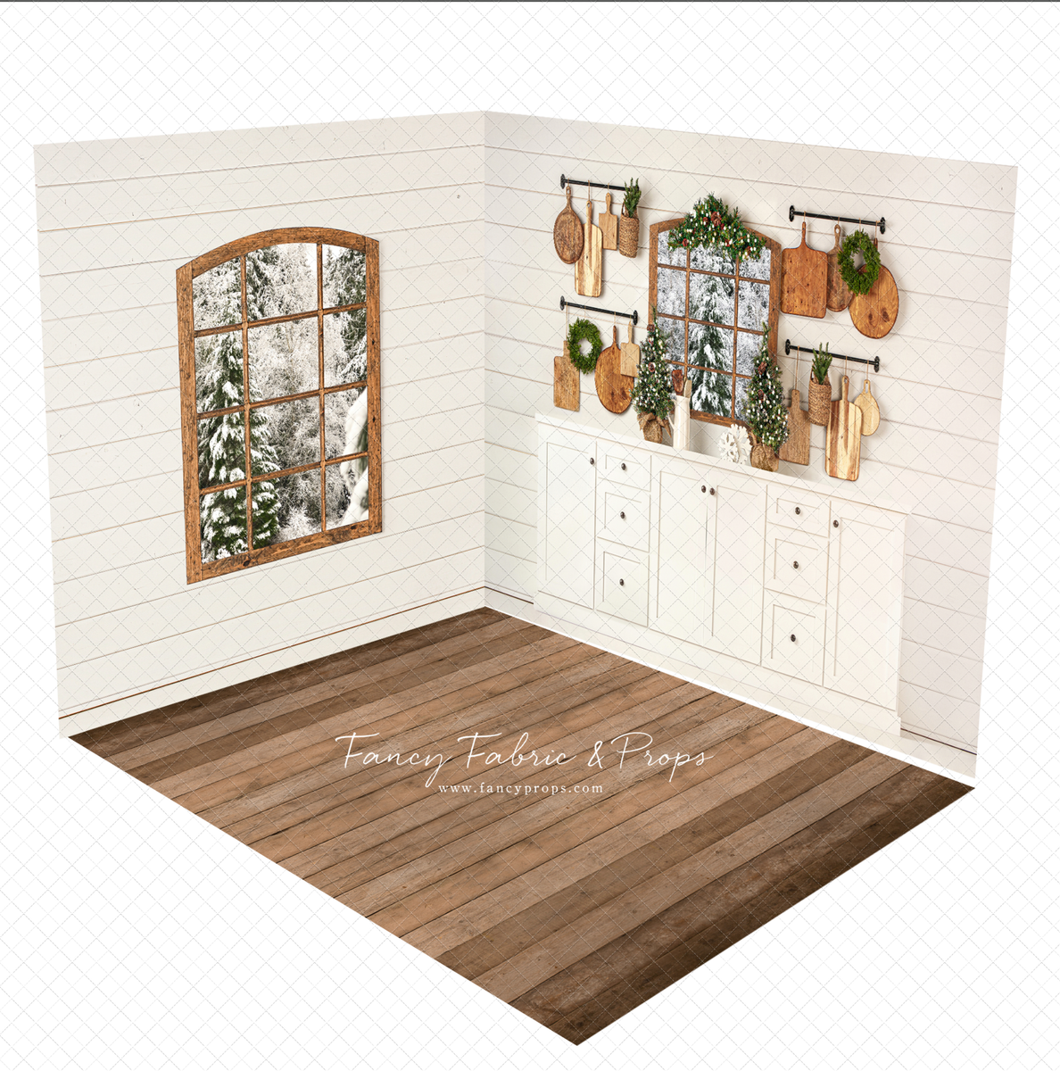 Rustic Snowy Kitchen Room – Fancy Fabric & Props