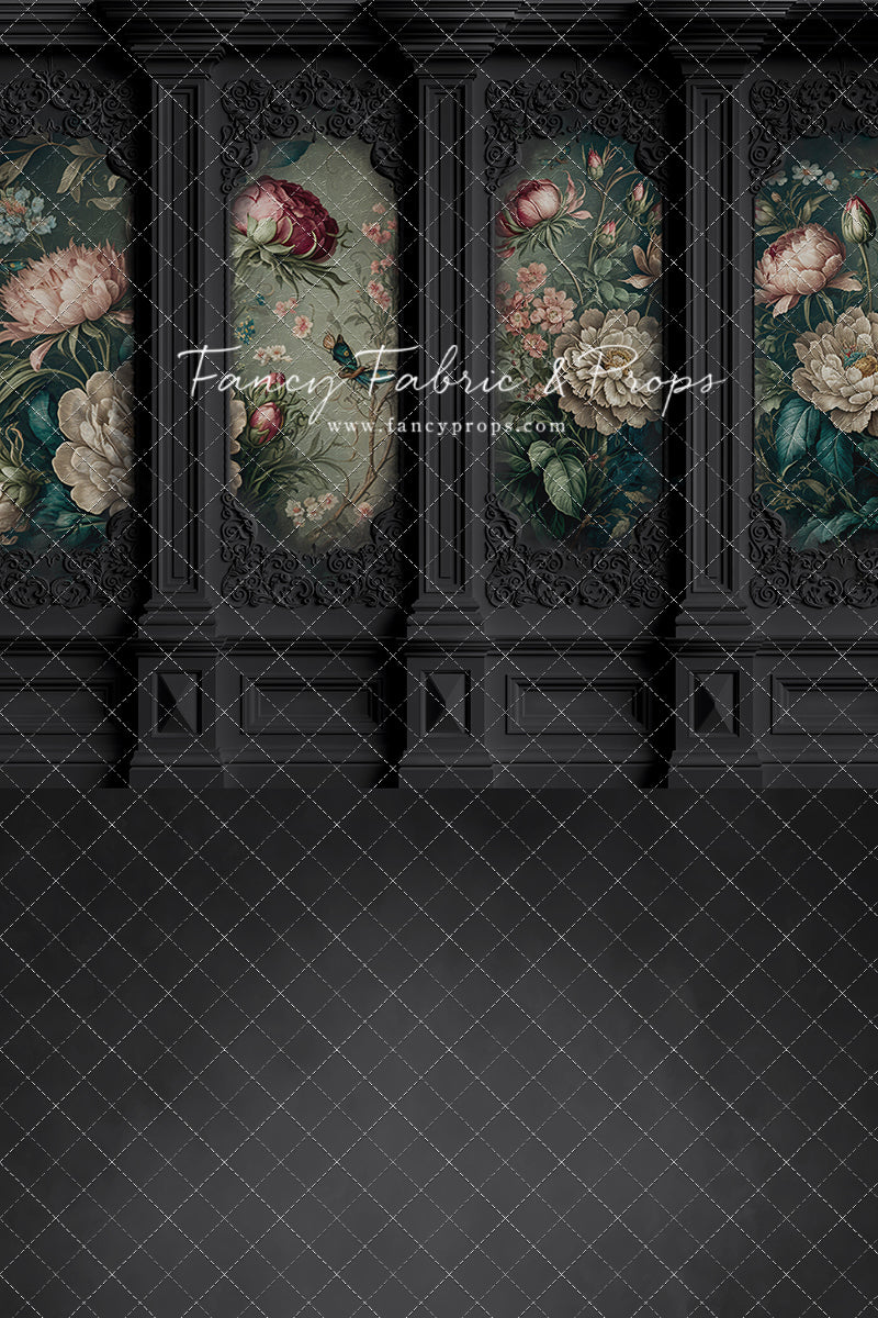 Black Floral Victorian Wall - With Sweep Option