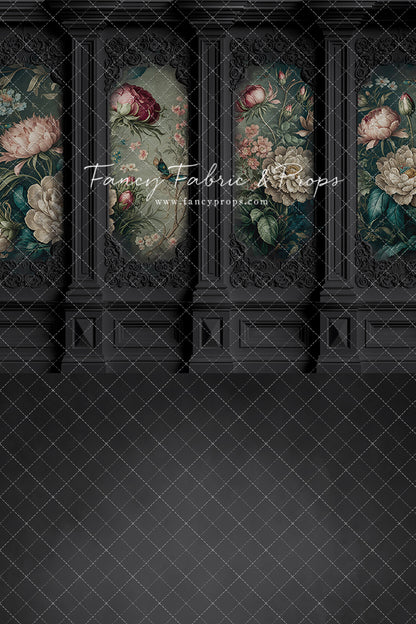 Black Floral Victorian Wall - With Sweep Option