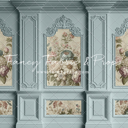 Light Blue Floral Victorian Wall - With Sweep Option