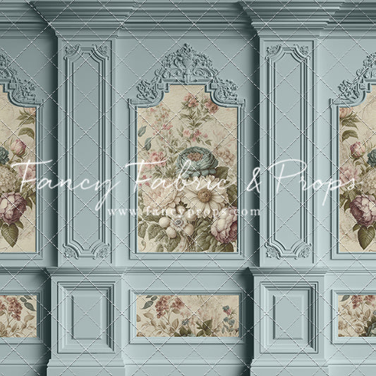 Light Blue Floral Victorian Wall - With Sweep Option