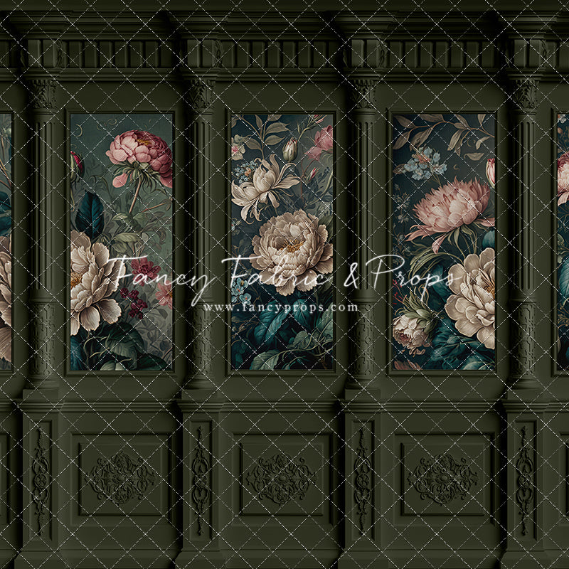 Moody Olive Wainscoting Wall - With Sweep Option