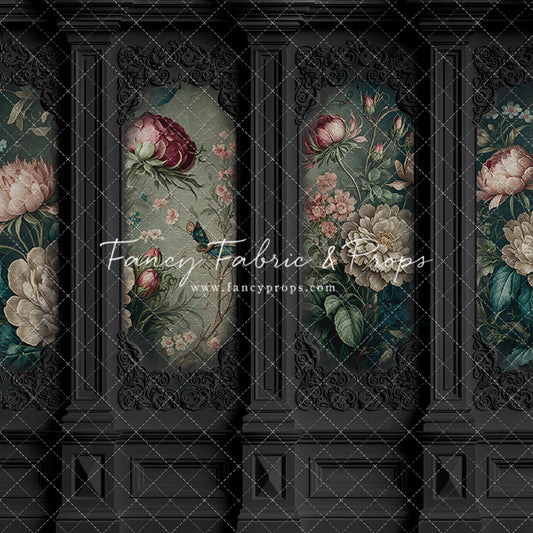 Black Floral Victorian Wall - With Sweep Option