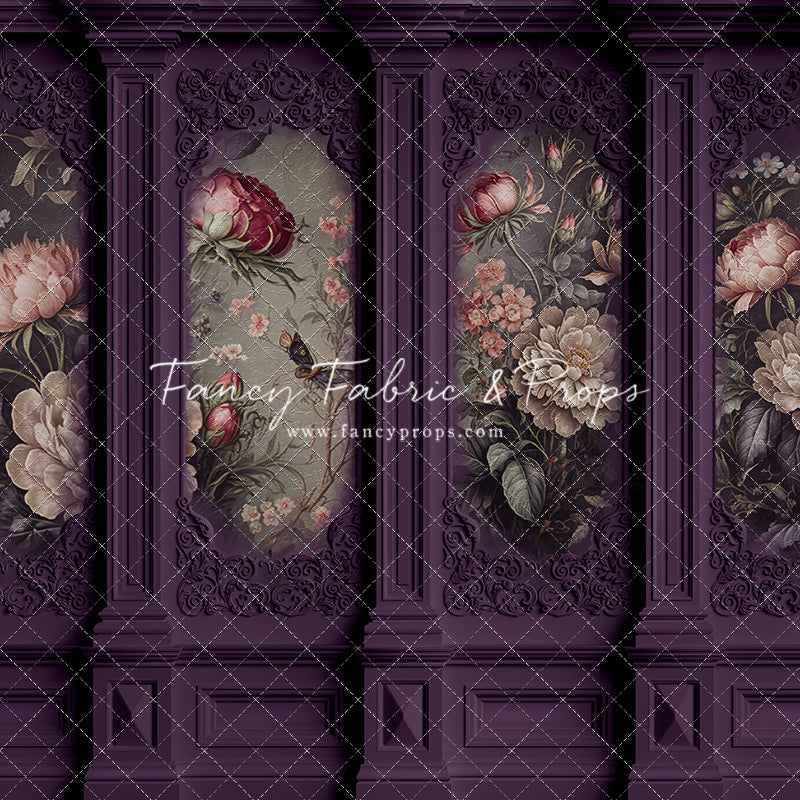 Plum Floral Victorian Wall - With Sweep Option