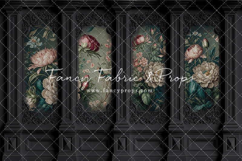 Black Floral Victorian Wall - With Sweep Option