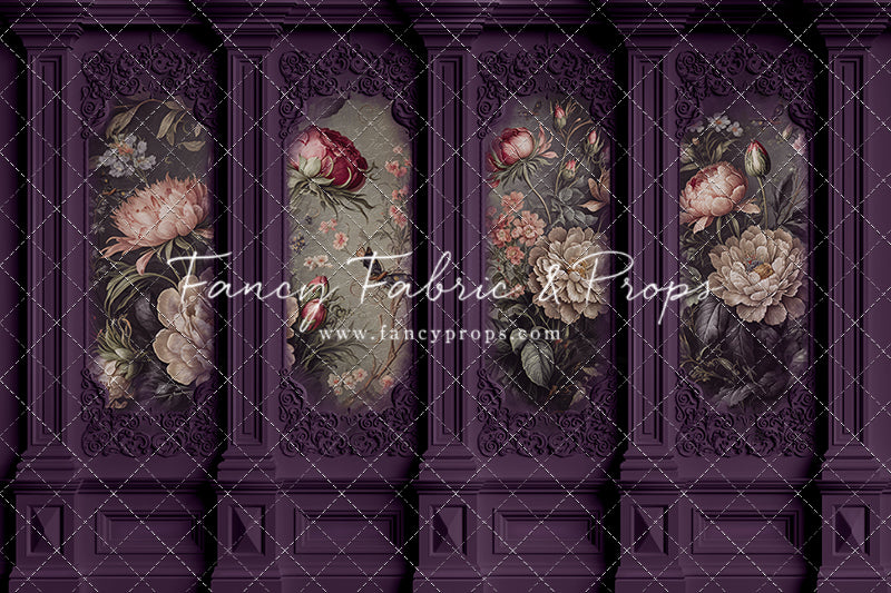 Plum Floral Victorian Wall - With Sweep Option
