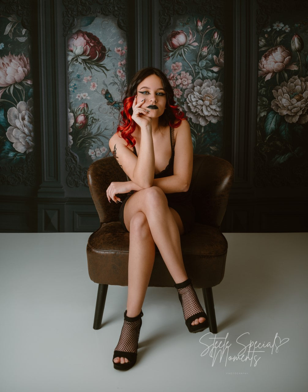 Black Floral Victorian Wall - With Sweep Option