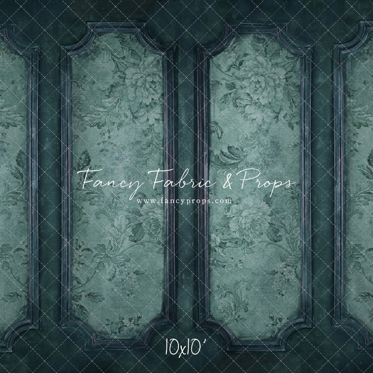 Teal Floral Wainscoting Wall