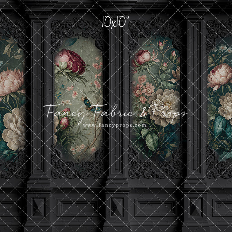 Black Floral Victorian Wall - With Sweep Option