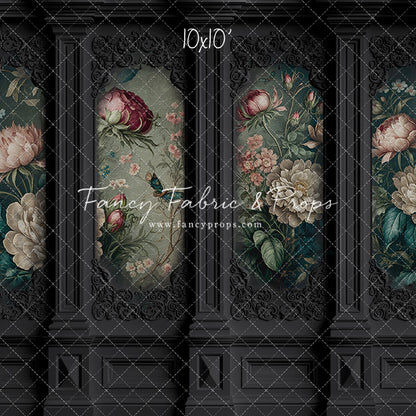 Black Floral Victorian Wall - With Sweep Option