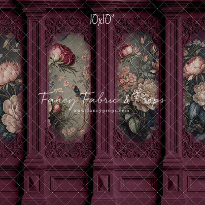 Magenta Floral Victorian Wall - With Sweep Option