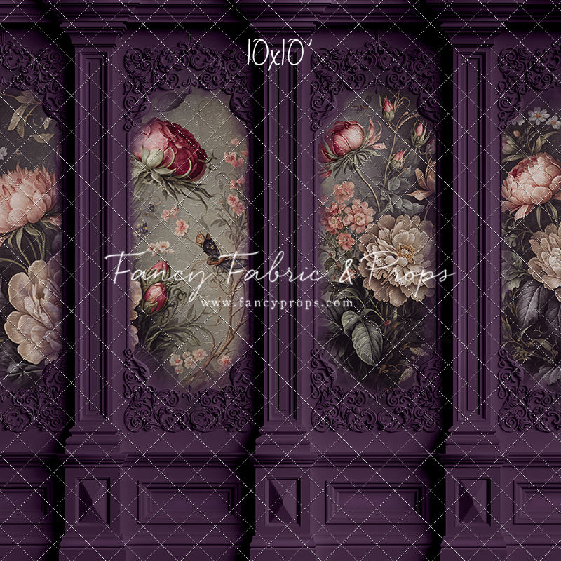 Plum Floral Victorian Wall - With Sweep Option