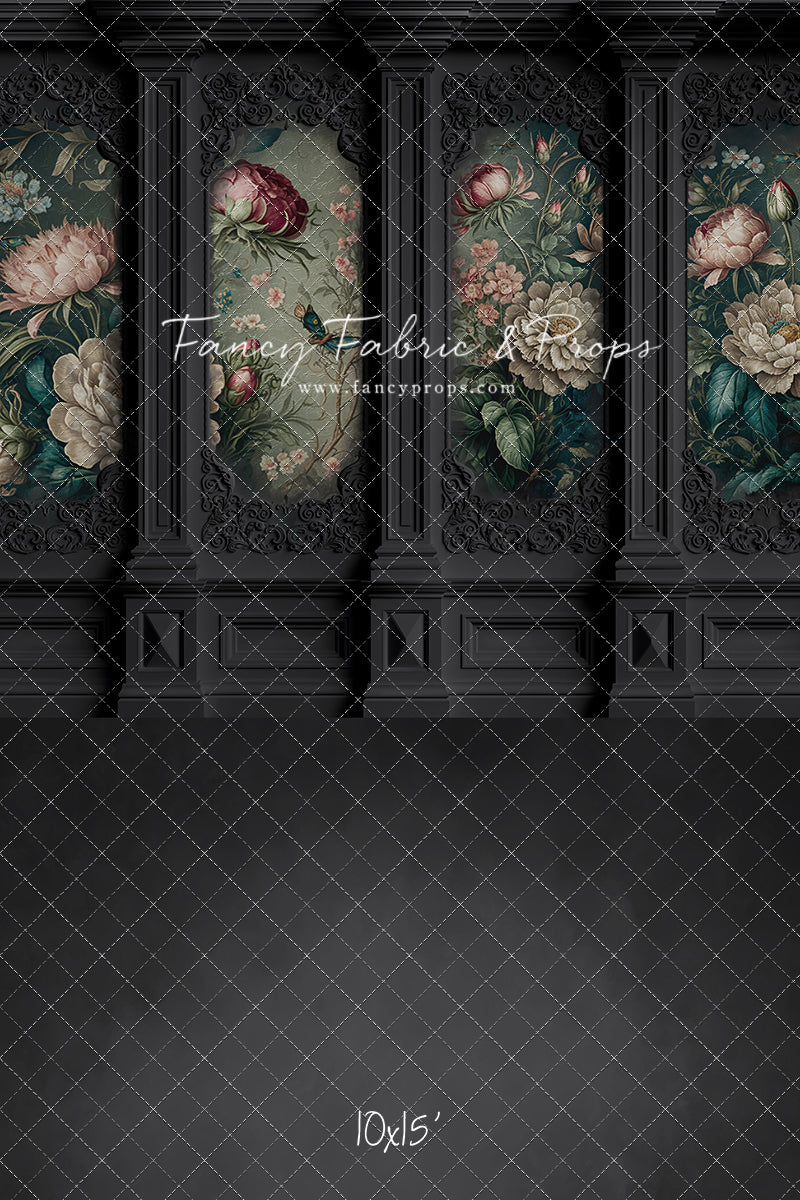 Black Floral Victorian Wall - With Sweep Option