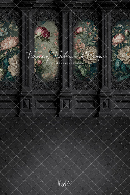 Black Floral Victorian Wall - With Sweep Option