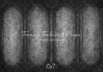 Gray Floral Wainscoting Wall