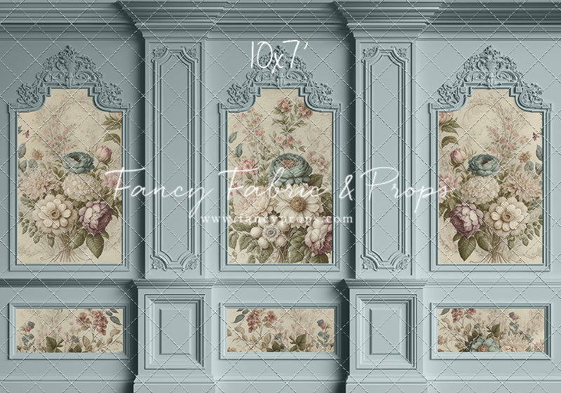 Light Blue Floral Victorian Wall - With Sweep Option