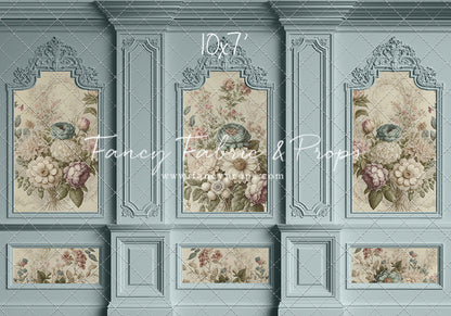 Light Blue Floral Victorian Wall - With Sweep Option