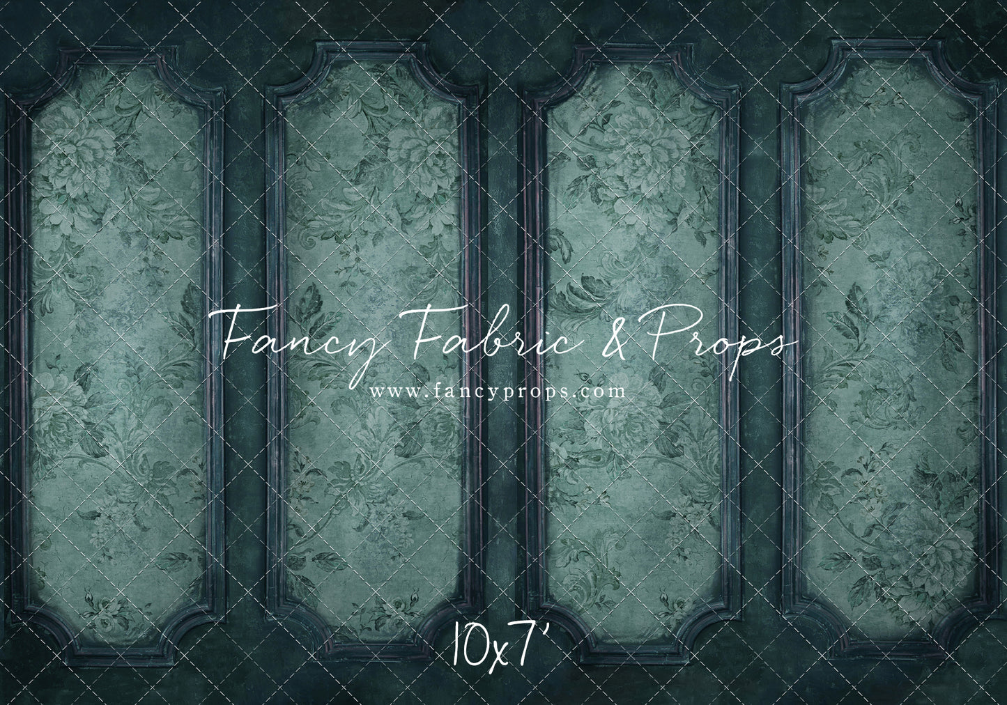 Teal Floral Wainscoting Wall