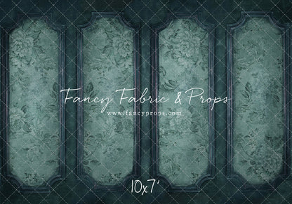 Teal Floral Wainscoting Wall